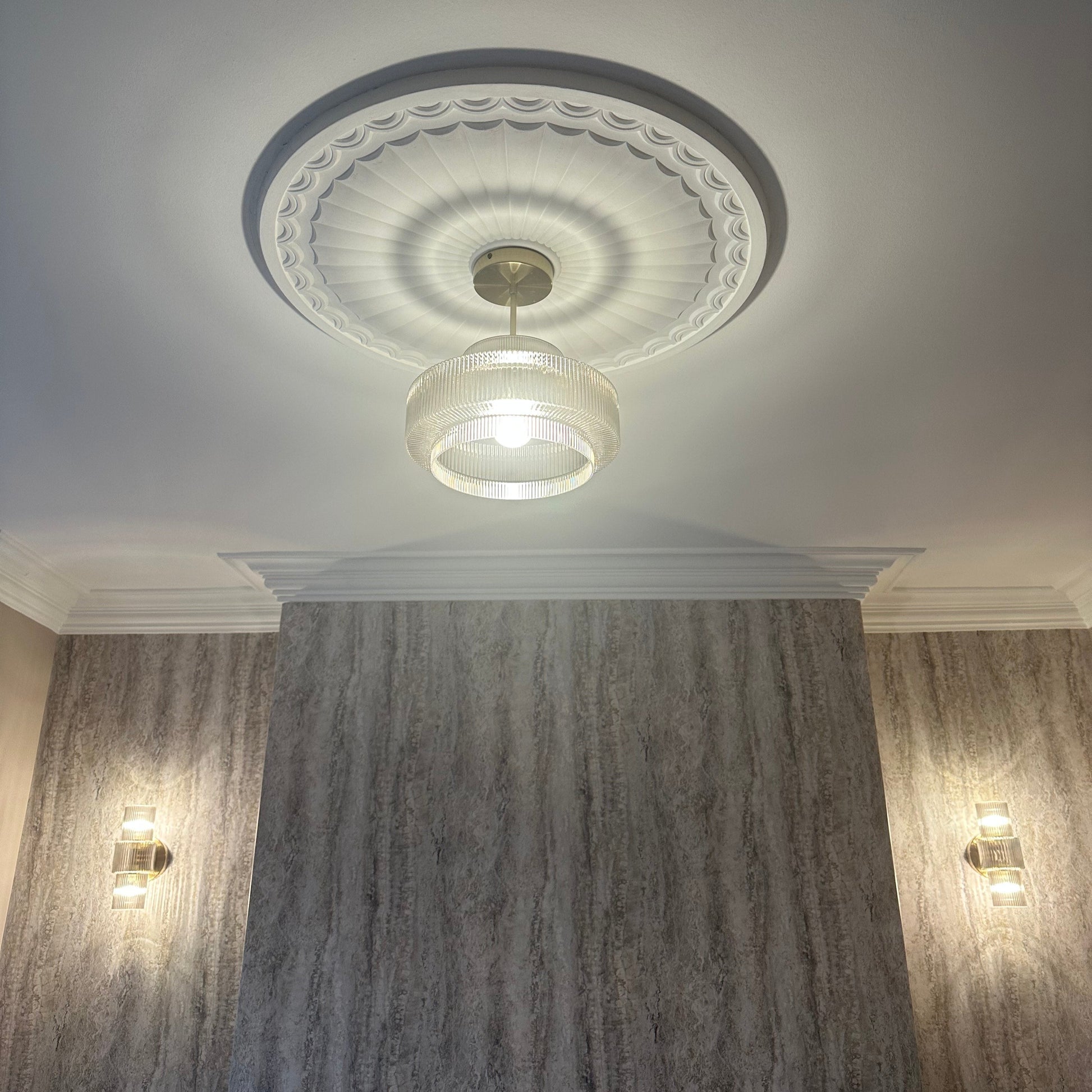 Plaster ceiling sunflower rose in living room