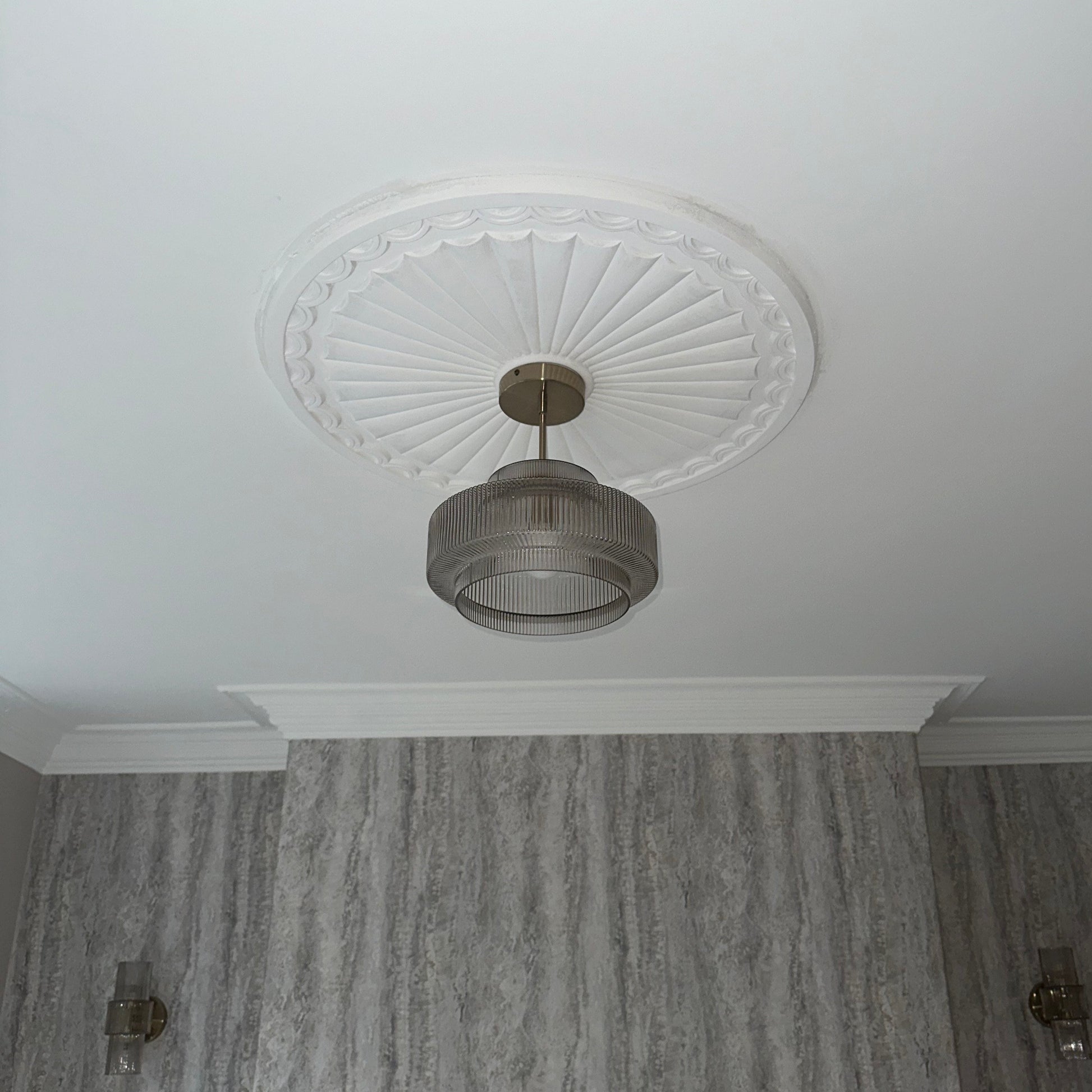 Georgian plaster ceiling rose in living room